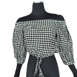 Women's Western Buffalo Check Crop Top Small